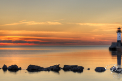 Great Lake Lighthouse Sunrise with Rocks